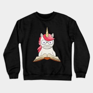 Unicorn reading a book Crewneck Sweatshirt